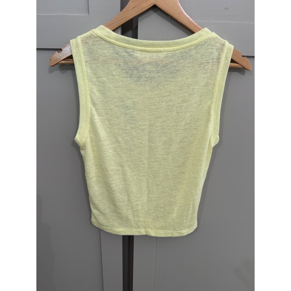Athleta Womens Yellow Slub Knit Front Twist Cropped Tank Top Size S Small - Picture 2 of 4